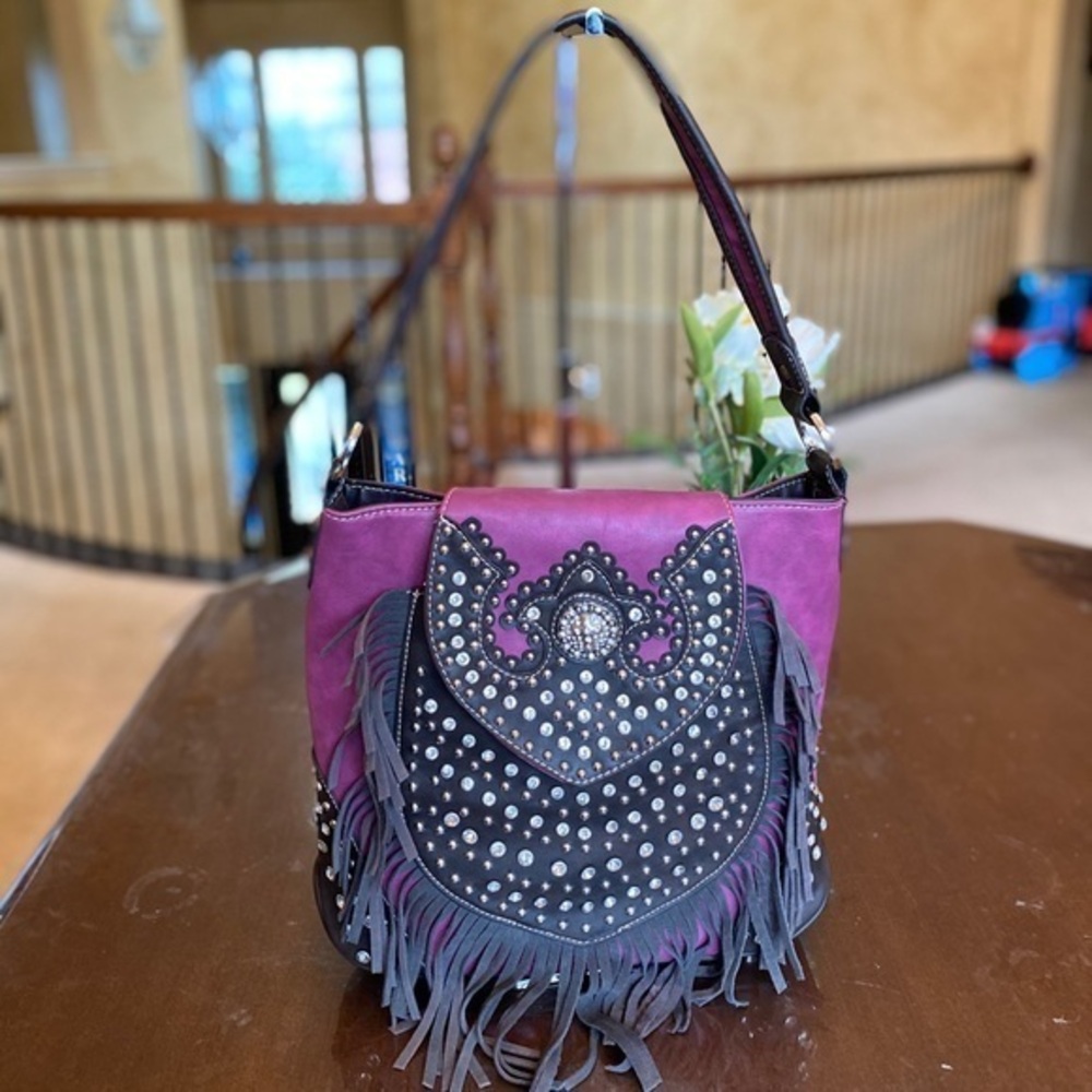 Montana west trinity ranch hobo bag pink/ brown